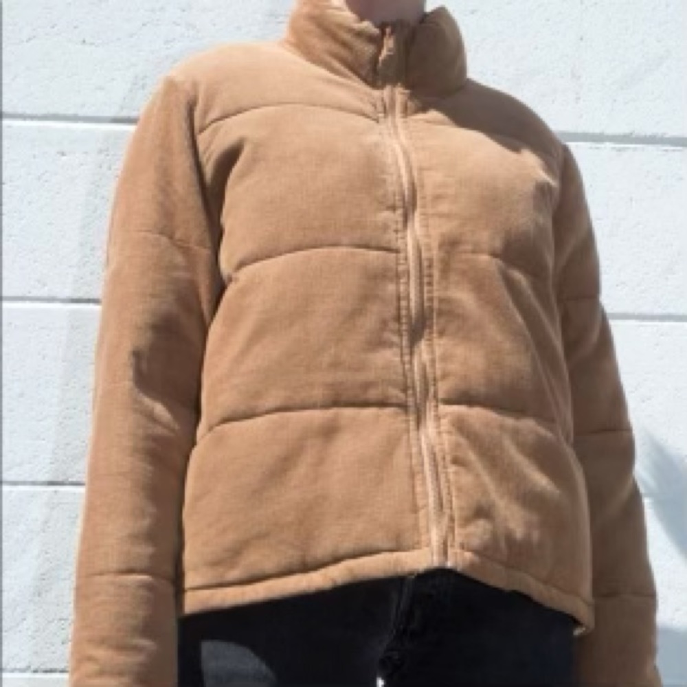 Brandy Melville Macy Brown Corduroy Puffer Jacket